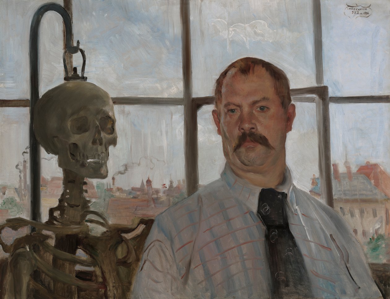 Selvportrett med skjelett av Lovis Corinth