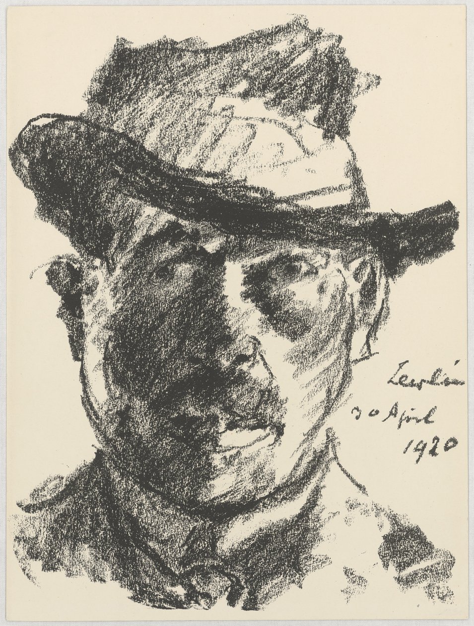 Selvportrett med slapp hatt av Lovis Corinth