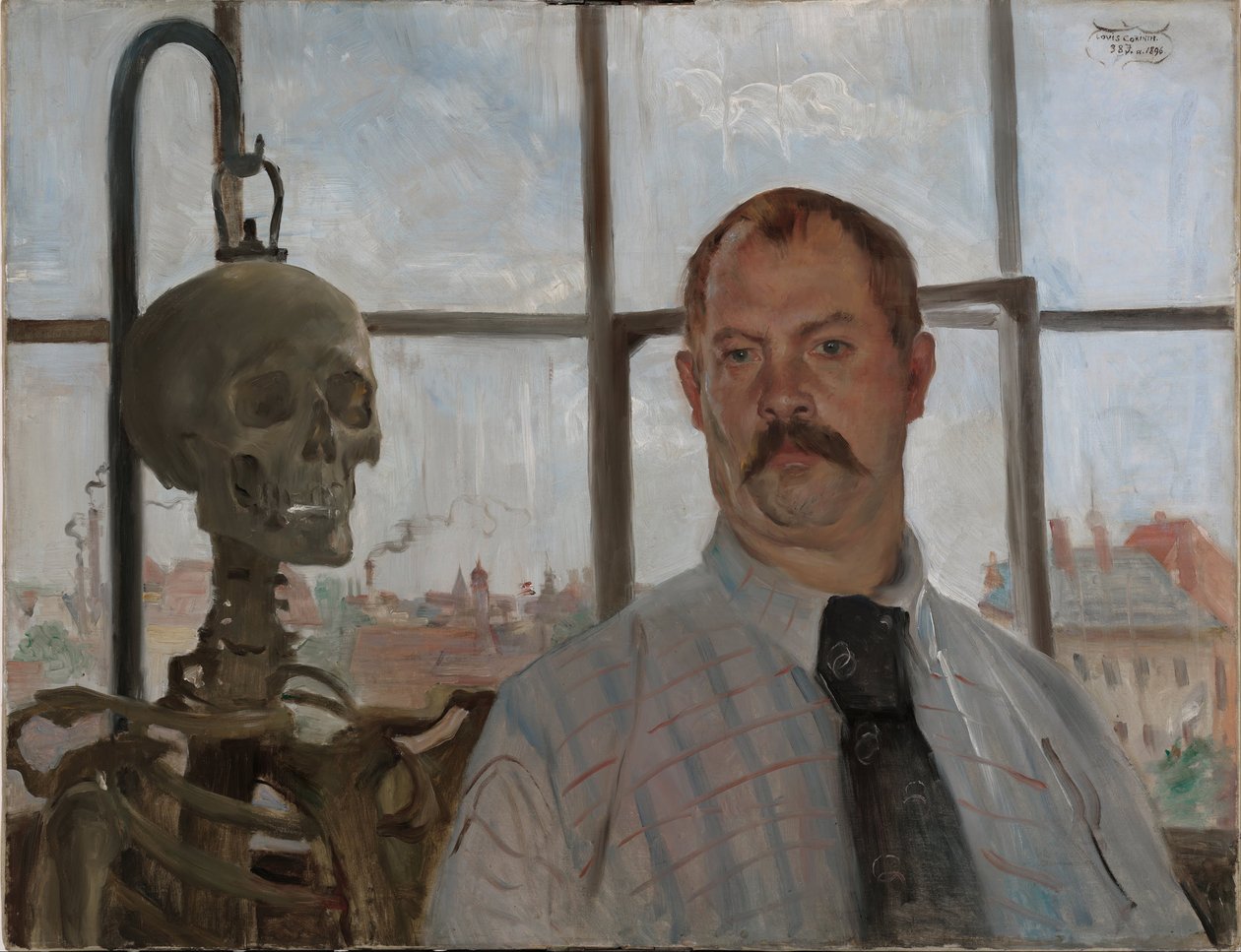 Selvportrett med skjelett av Lovis Corinth
