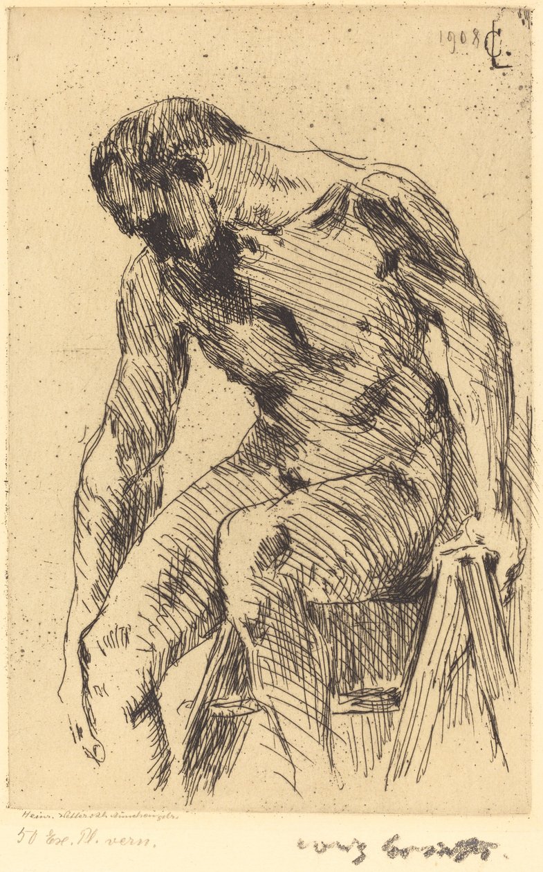 Sittende mann naken av Lovis Corinth