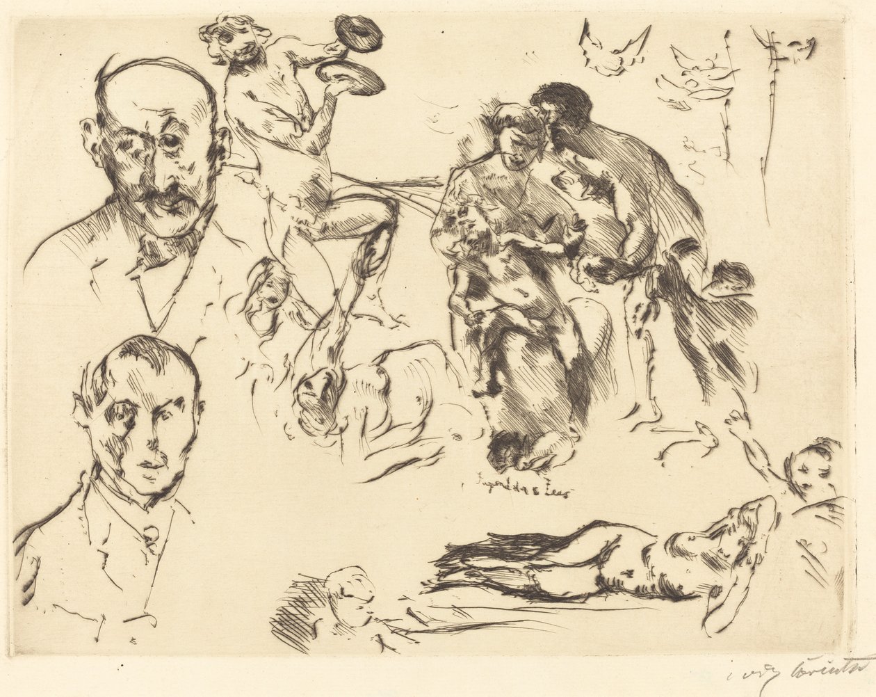 Skisser av menn, inkludert Max Liebermann av Lovis Corinth