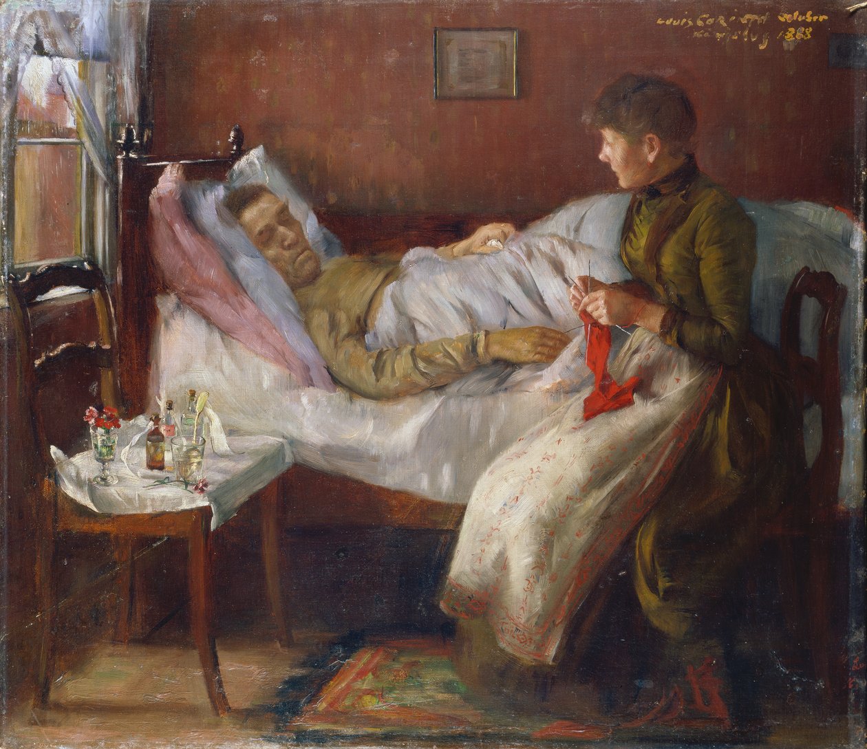 Kunstnerens far i sykesengen av Lovis Corinth