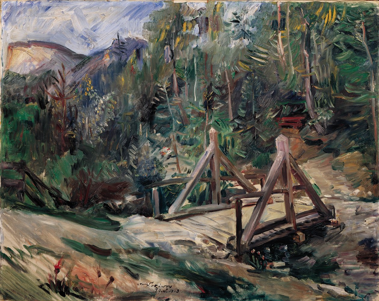 Tyrolerlandskap med bro av Lovis Corinth