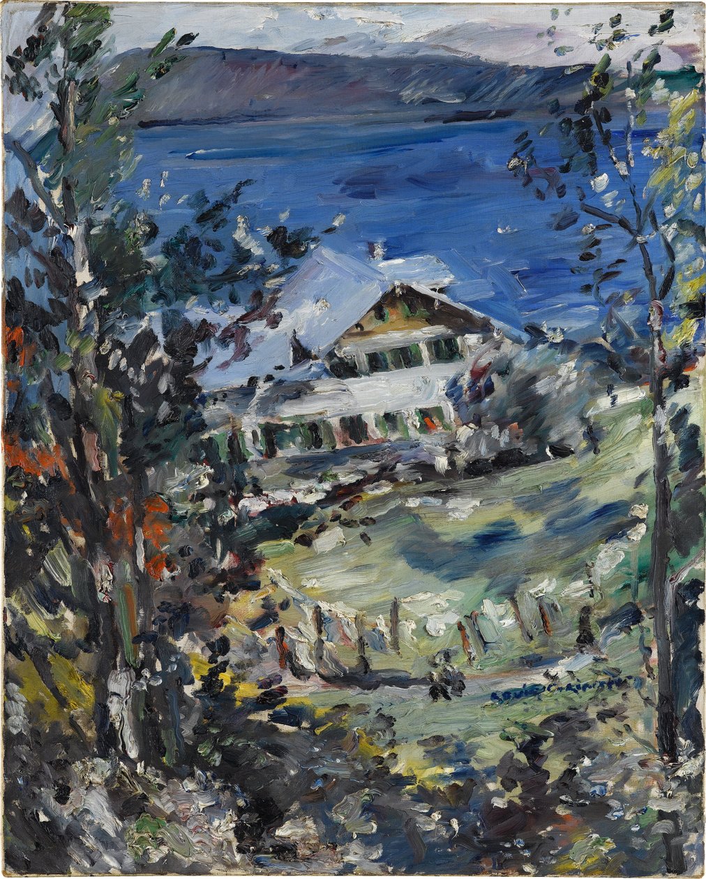 Walchensee, landsted med tørkeplass for klesvask av Lovis Corinth