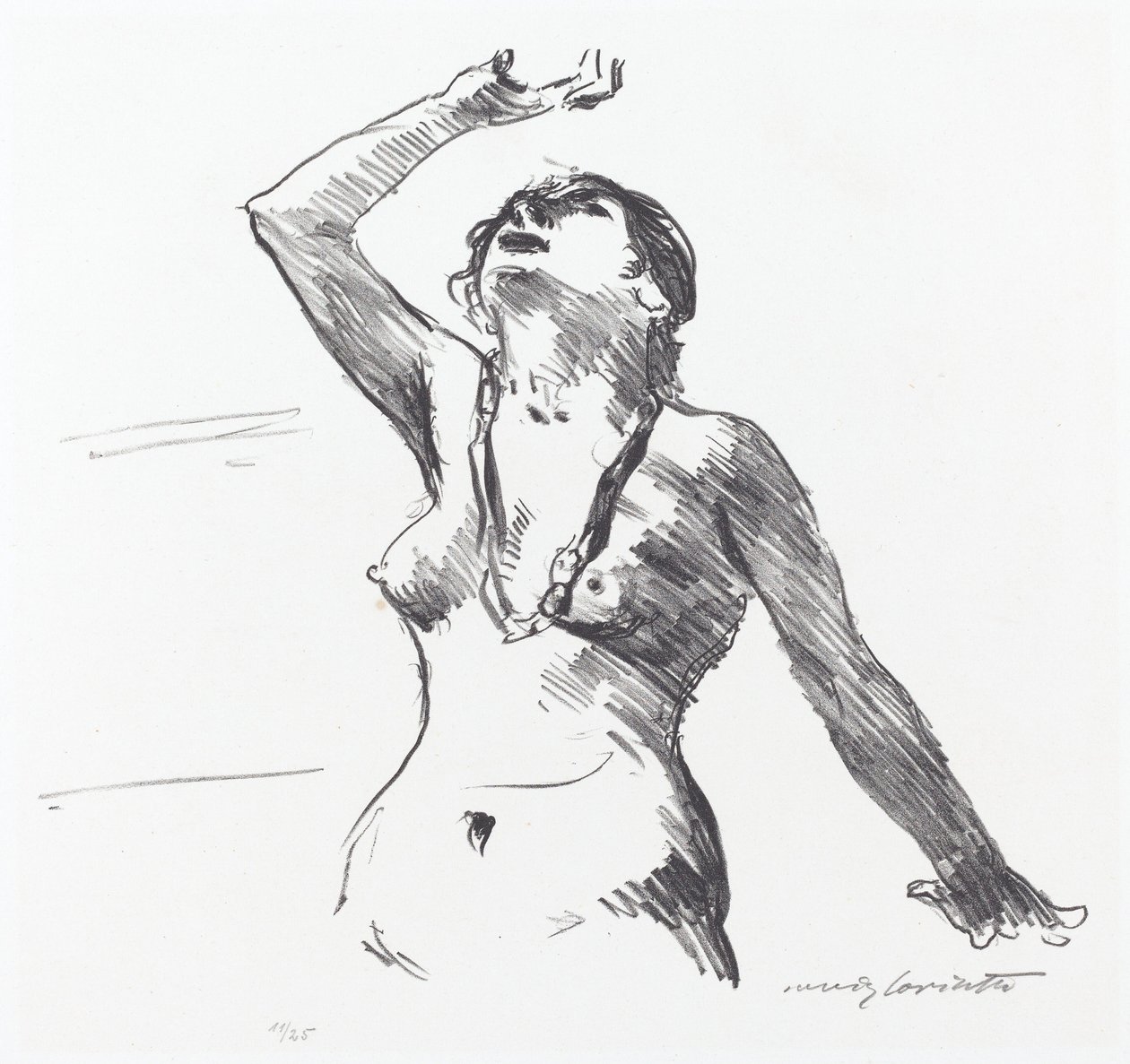 Naken kvinne forsvarer seg selv av Lovis Corinth