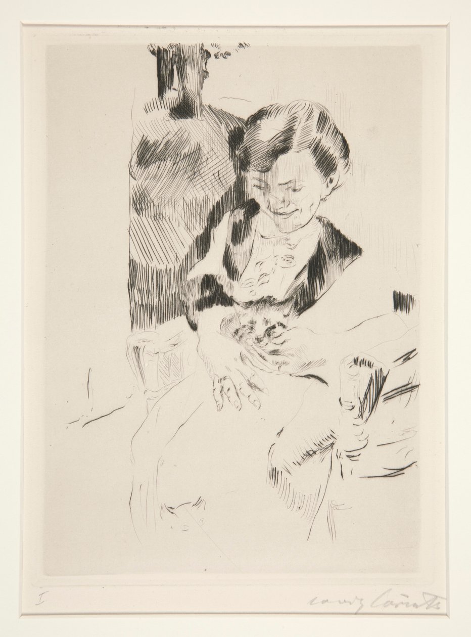 Kvinne med en kattunge av Lovis Corinth