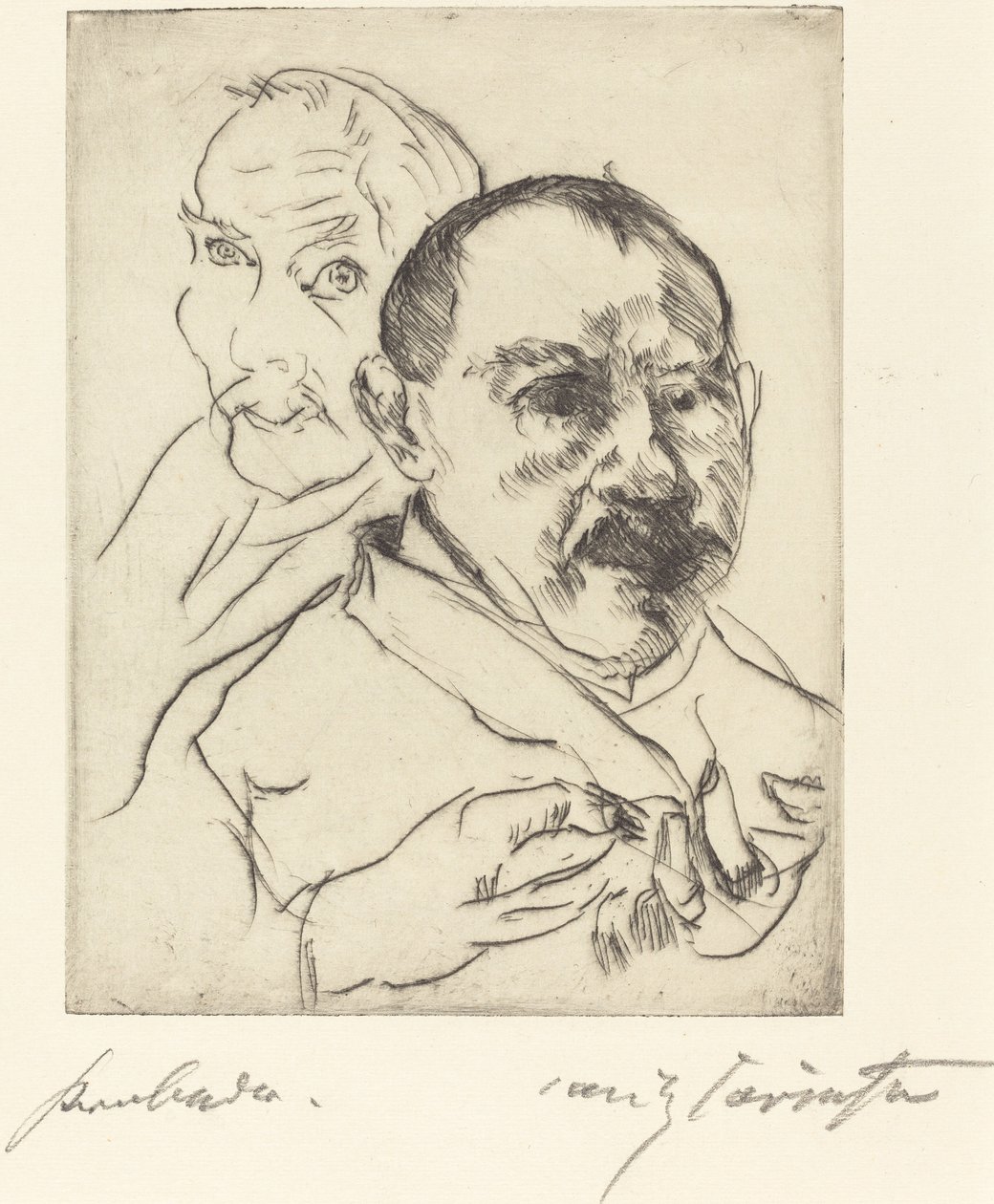 Skisse av to selvportretter av menn, 1915. av Lovis Corinth