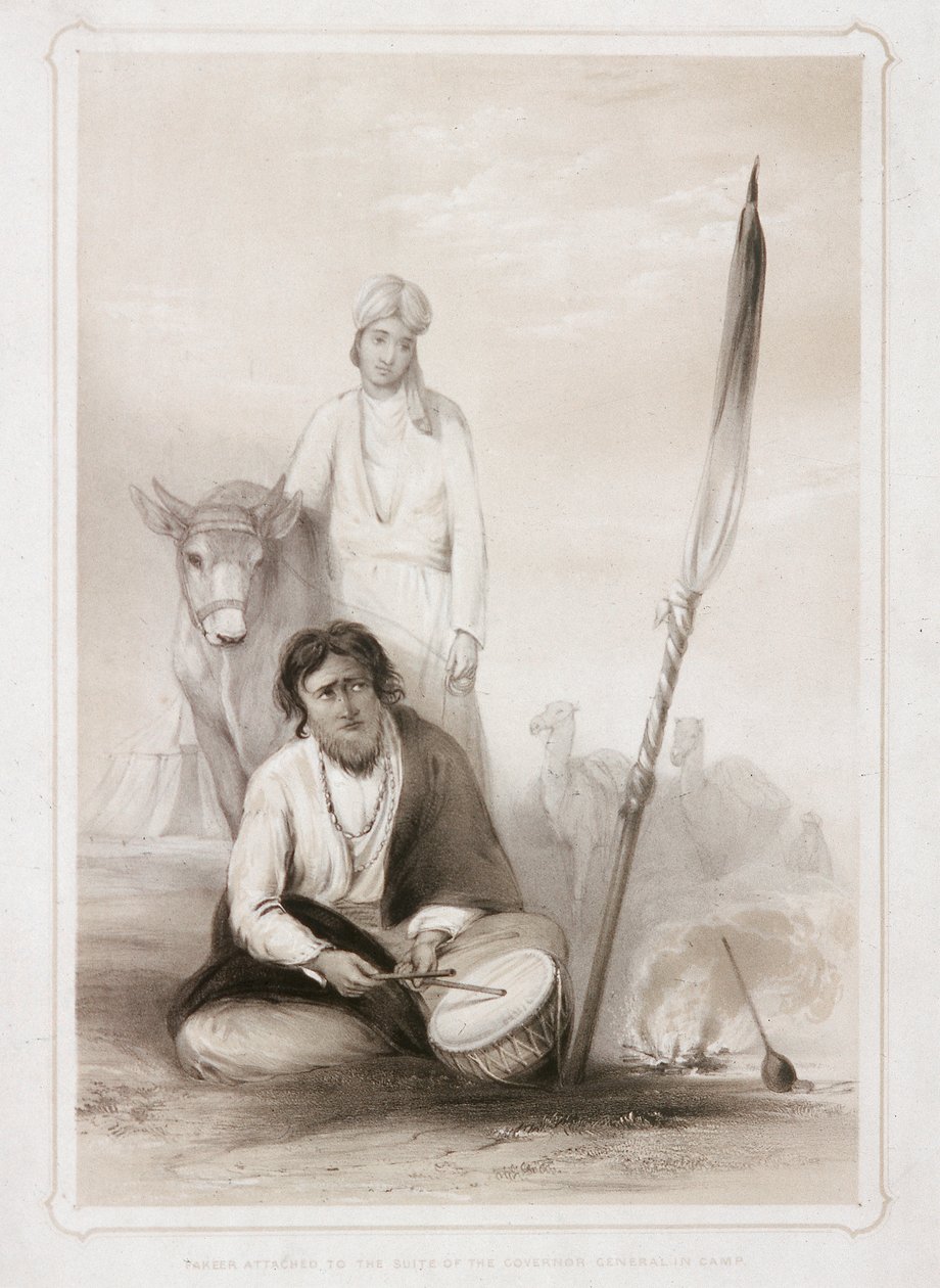 'Fakeer knyttet til suiten til generalguvernøren i leiren', 1844 av Lowes Dickinson