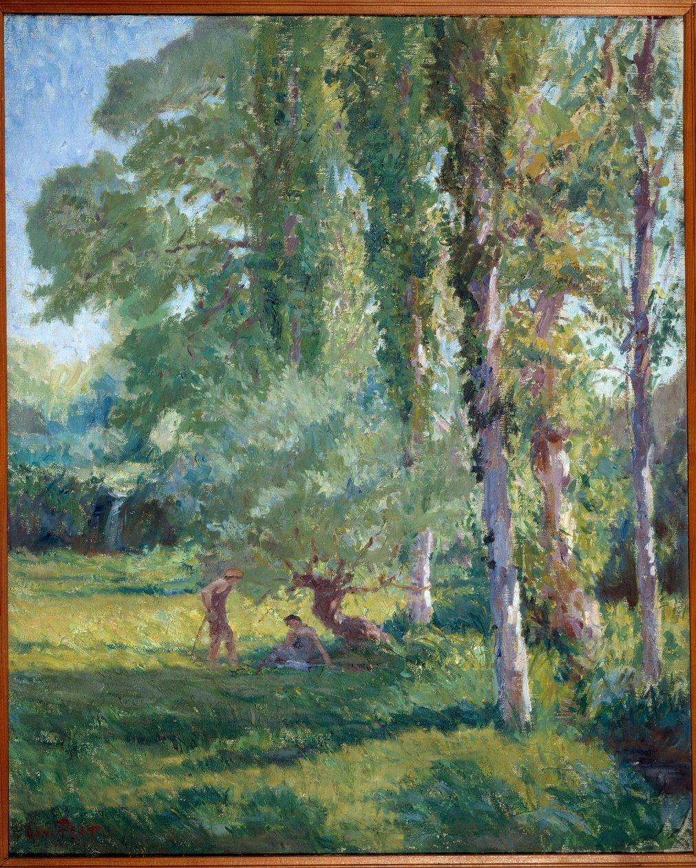 Par på gresset under en poppel Maleri av Loys Prat (1879-1934), 1900-tallet. Olje på lerret. Donzere, rådhuset. av Loys Prat