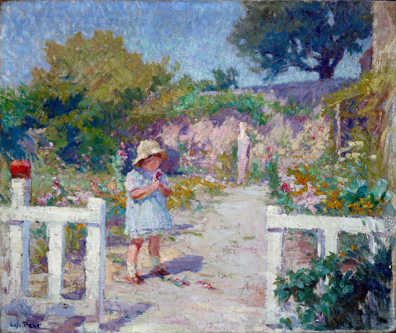 Liten jente i hagen Maleri av Joseph Loys Prat (1879-1934), 1900-tallet. av Loys Prat