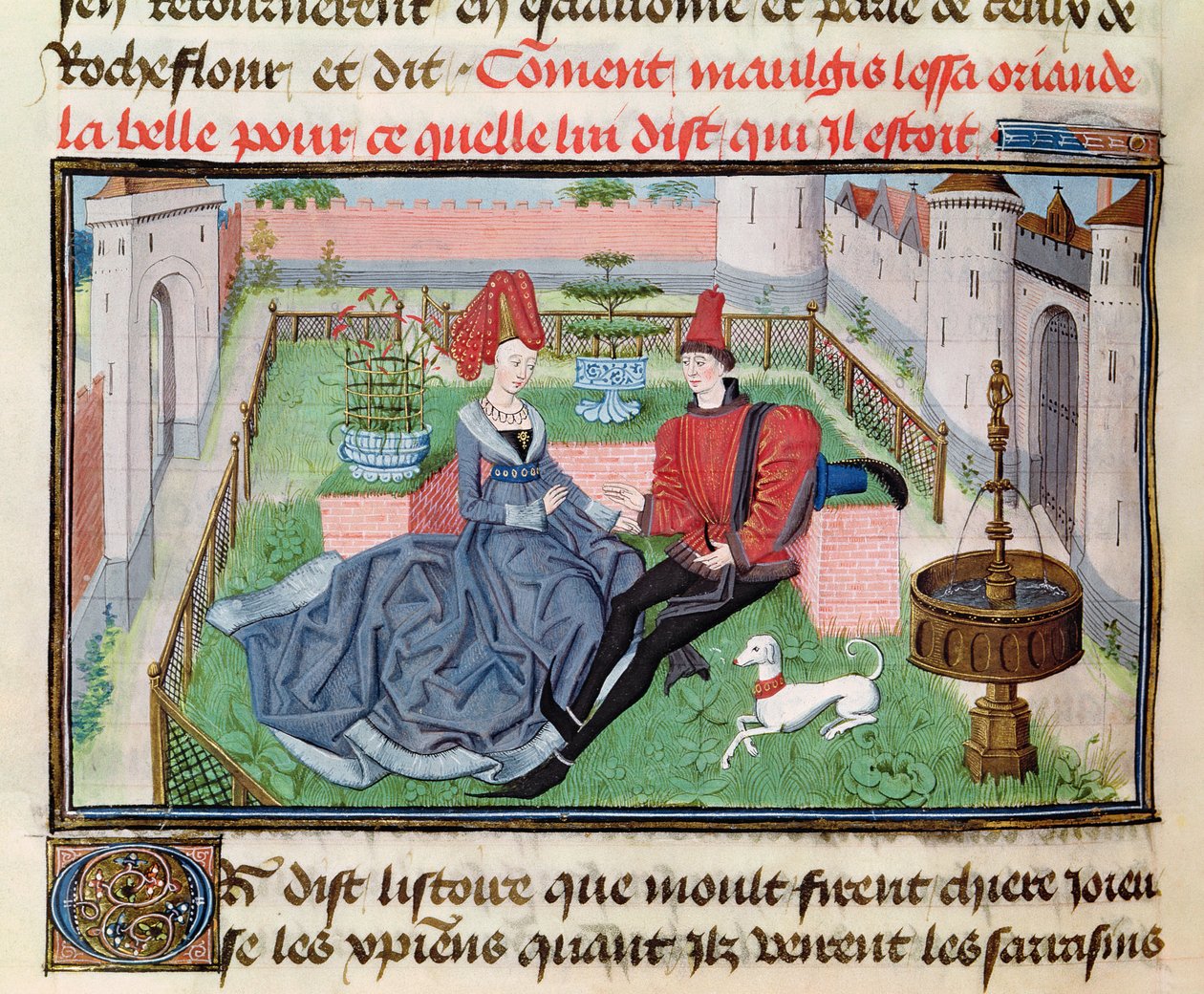 Ms 5072 f.71v The Garden of Love, fra Reaud de Montauban-syklusen av Loyset Liedet