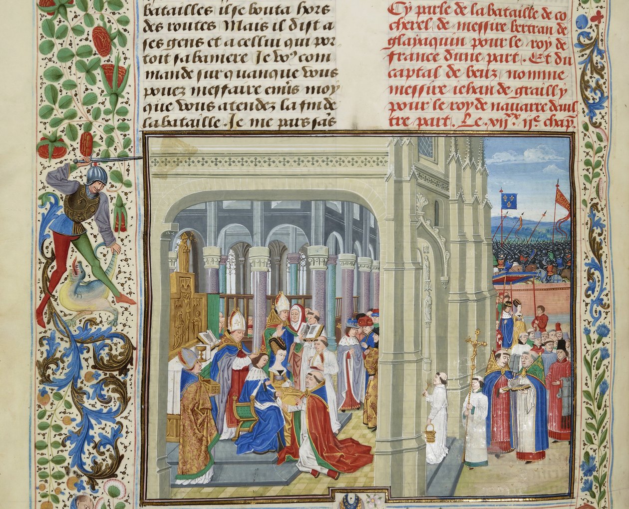Kroningen av Charles V av Frankrike 19. mai 1364, ca 1470-1475. av Loyset Liedet