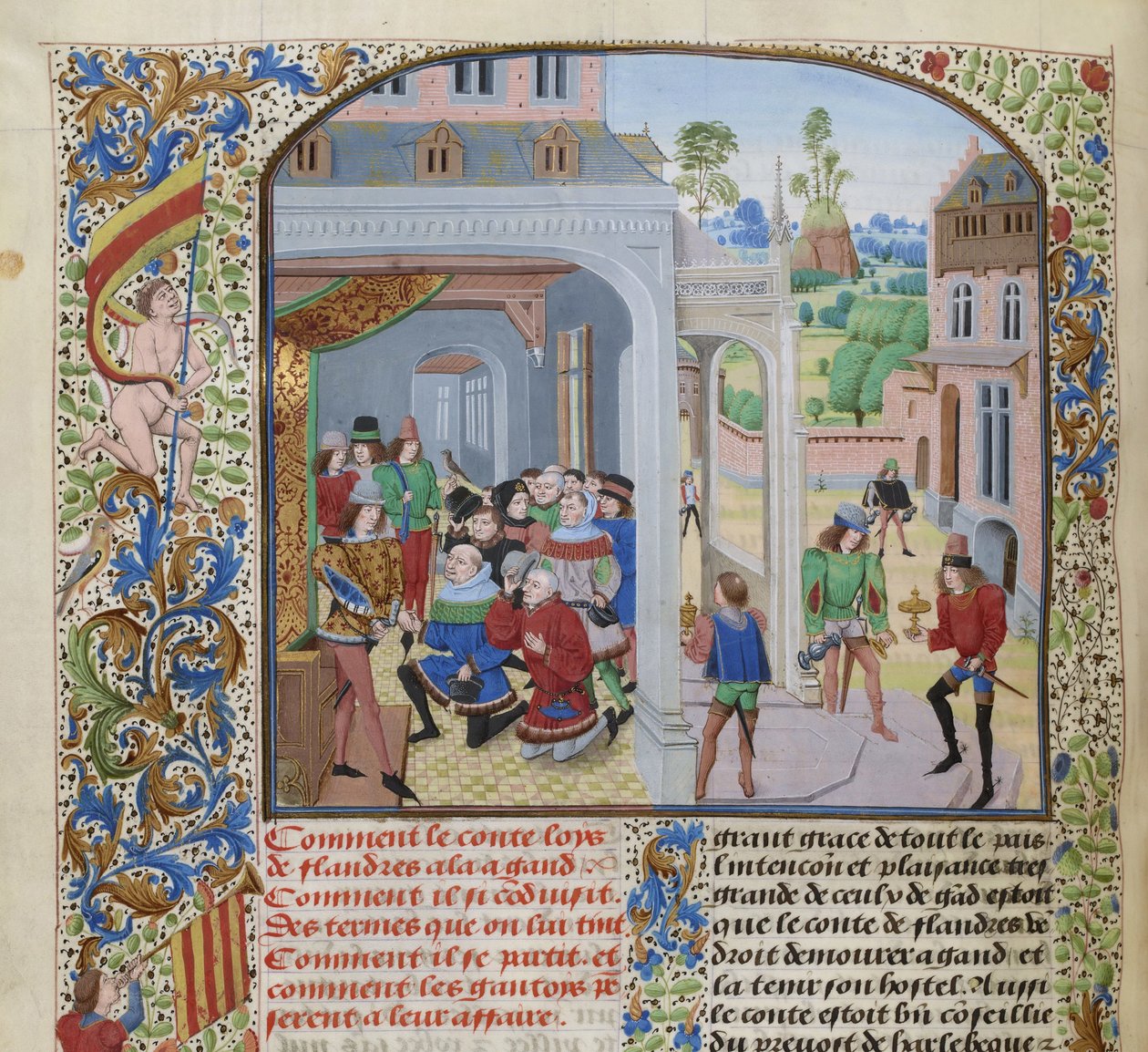 Homage av Louis II av Male av en deputasjon fra Gent, ca 1470-1475. av Loyset Liedet