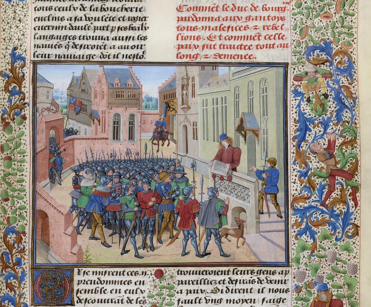 Jean de Heyle leser i Gent et brev fra Filip II den dristige, ca 1470-1475. av Loyset Liedet