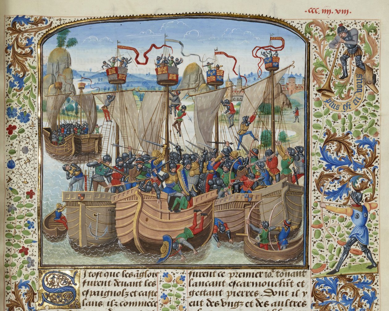 Slaget ved La Rochelle, 1372, ca 1470-1475. av Loyset Liedet