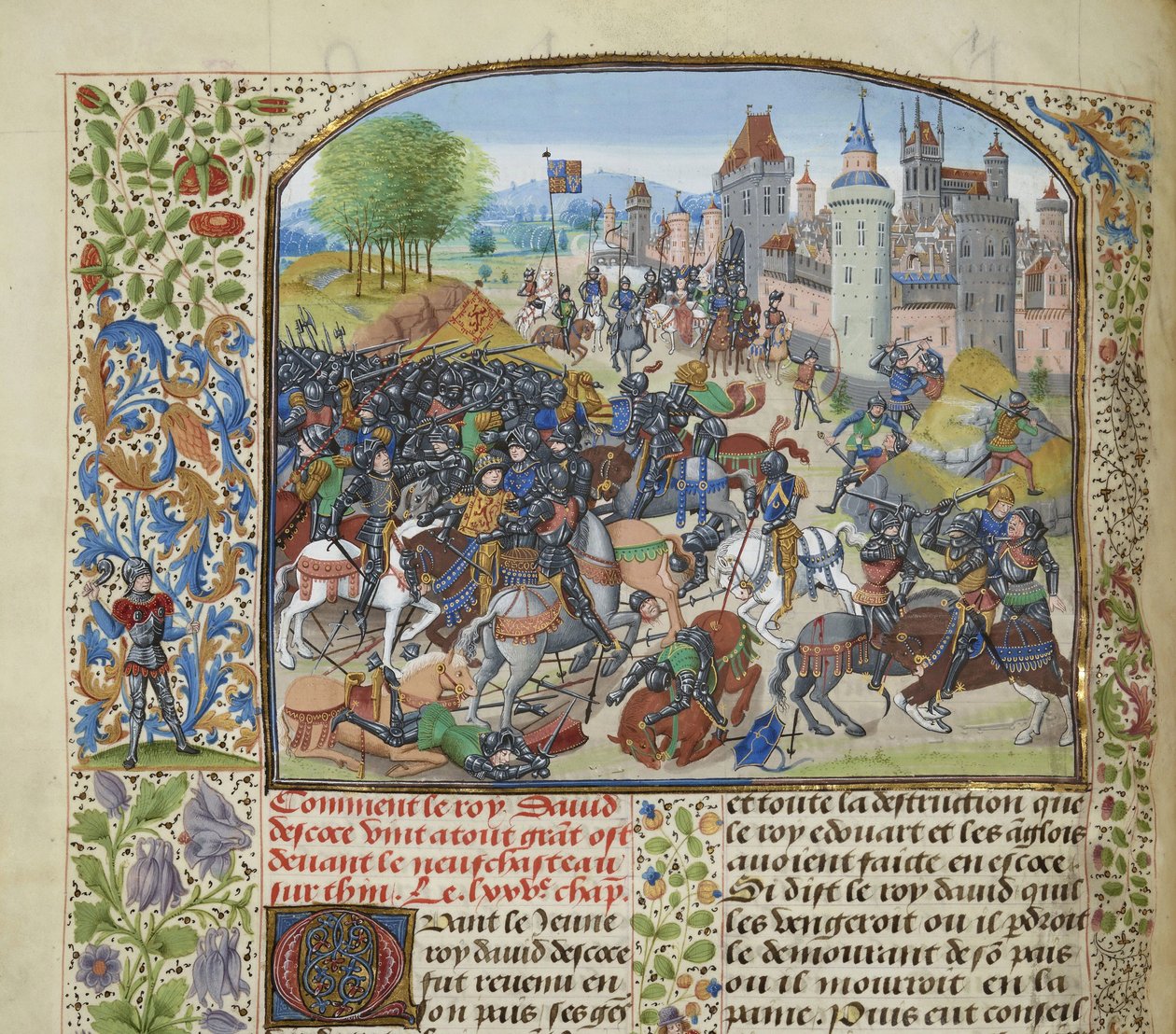 Slaget ved Nevilles kors 17. oktober 1346, ca 1470-1475. av Loyset Liedet