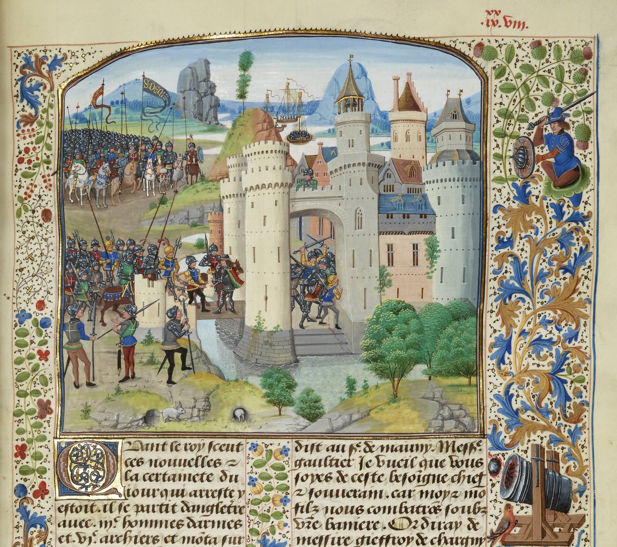 Franskmennene forsøkte å gjenerobre Calais fra England, 1350, ca 1470-1475. av Loyset Liedet