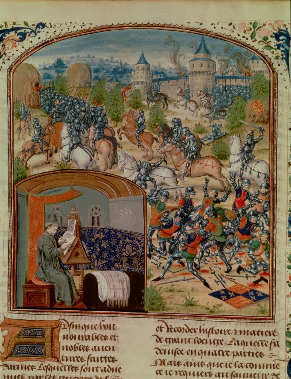 The Hundred Years War, miniatyr fra en kopi fra 1400-tallet av Froissarts Chronicle of France, 1400-tallet av Loyset Liedet