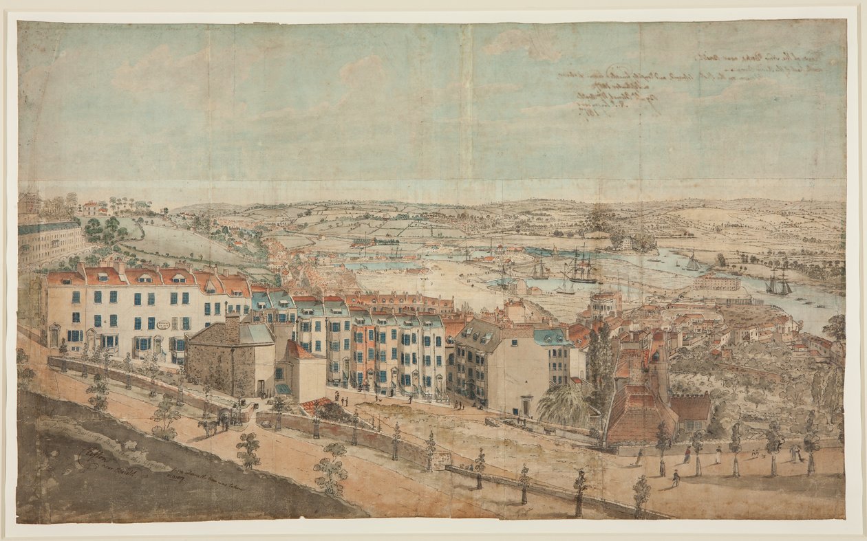 Forberedende skisse for View of Granby Hill, Clifton, fra vesten (akvarell på papir) av Lt.Col.William Booth