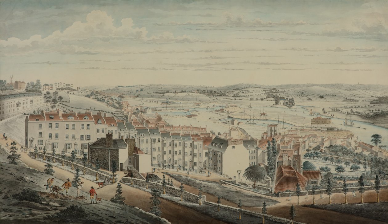 Utsikt over Granby Hill, Clifton, fra vest (akvarell på papir) av Lt.Col.William Booth