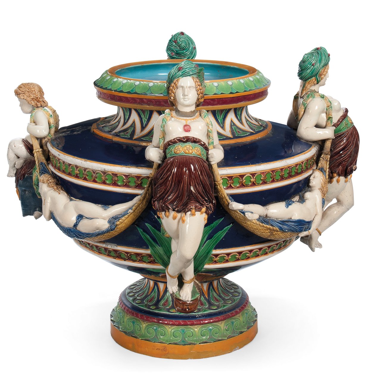 Stor Minton majolica jardiniere, ca. 1870 (keramikk) av Ltd Mintons