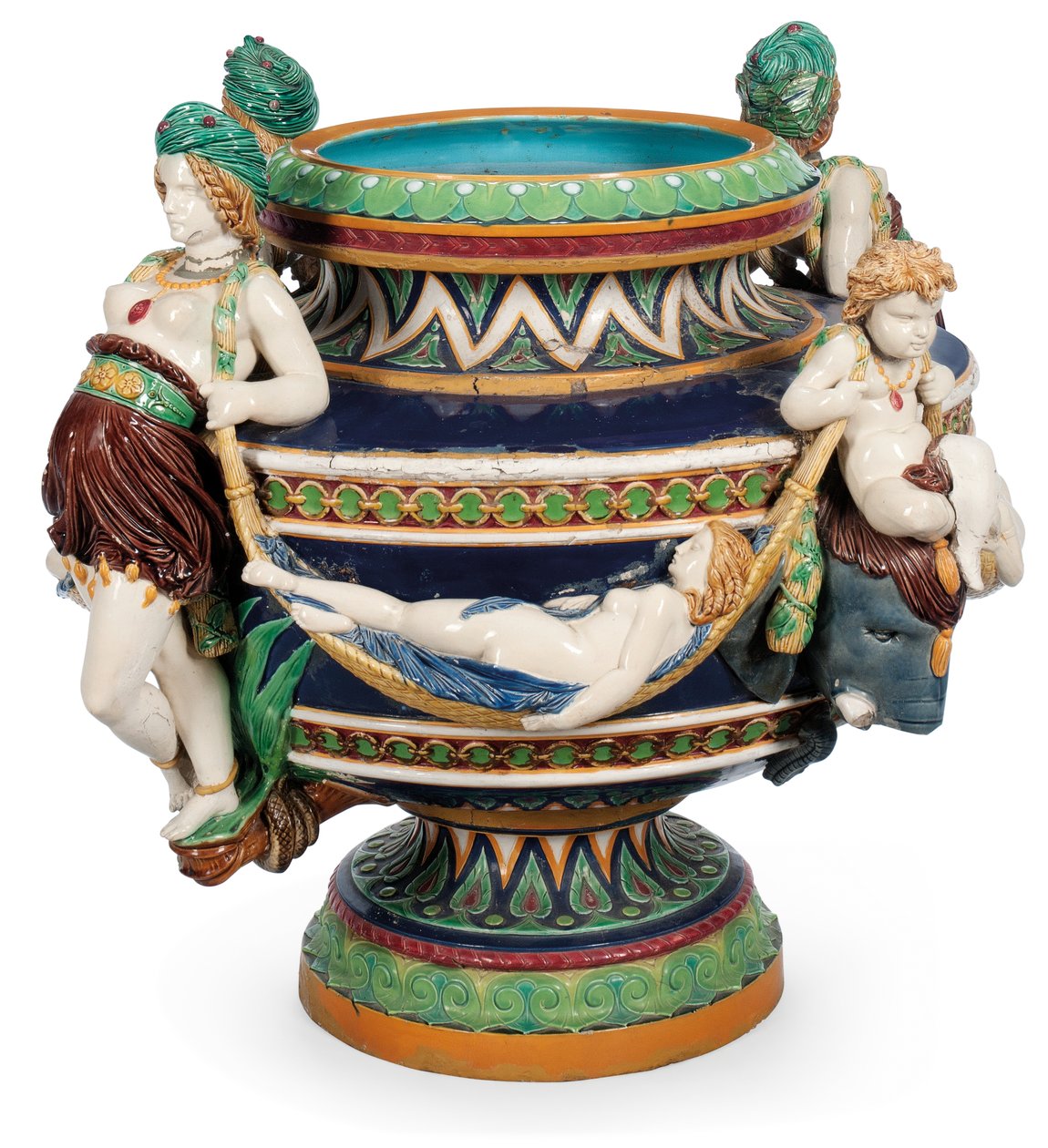 Stor Minton majolica jardiniere, ca. 1870 (keramikk) av Ltd Mintons
