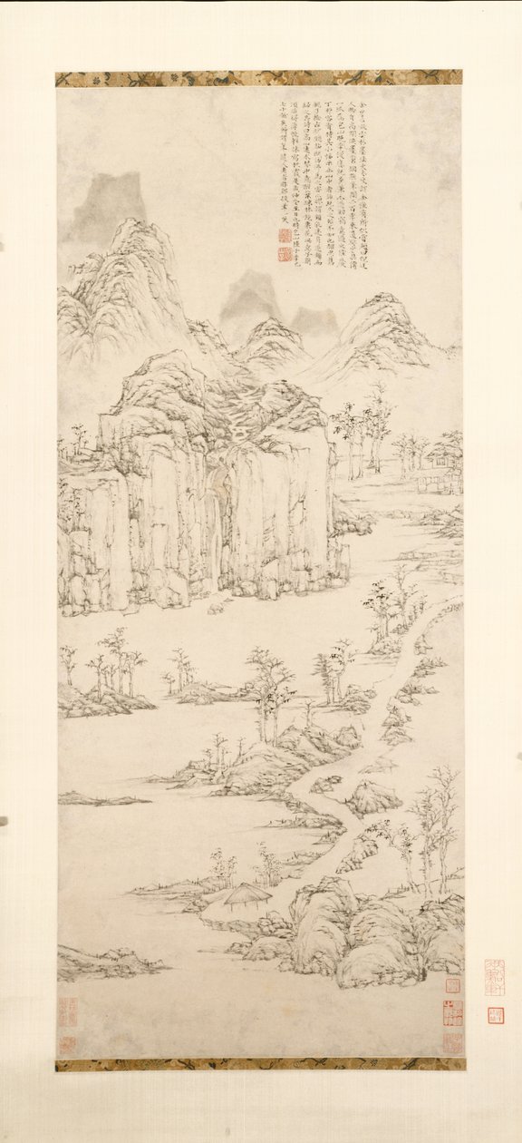 Daoist Retreat i fjell- og bekkelandskap etter Ni Zan [1301-1374], 1567. av Lu Zhi