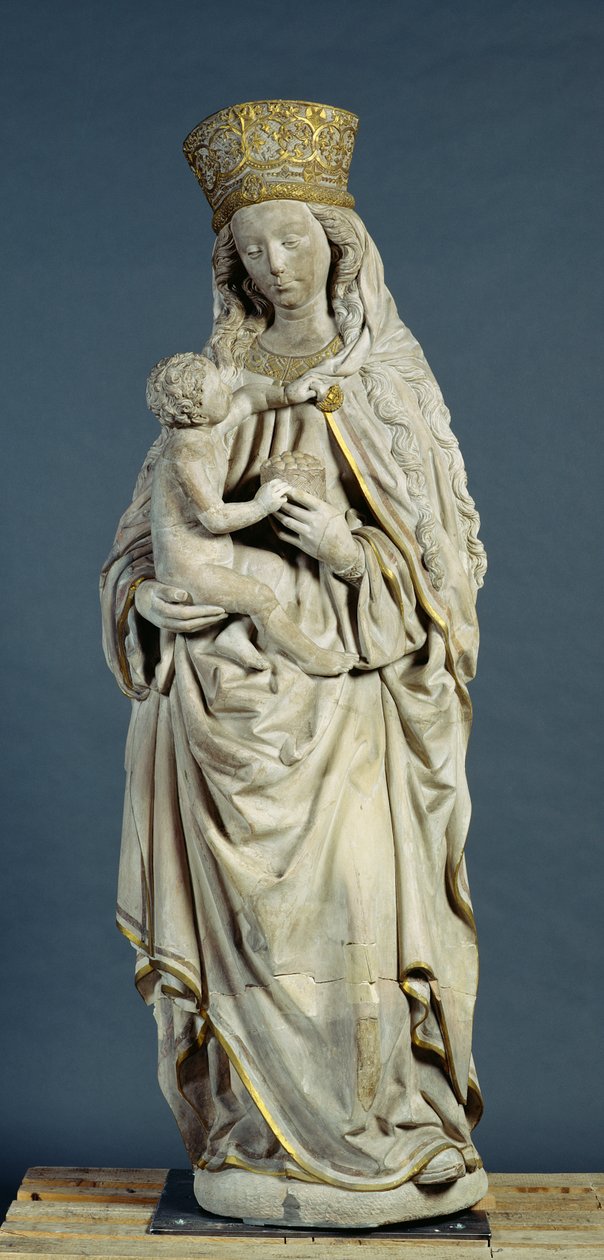Guds mor med spedbarnet Kristus, 1470 (kalkstein) av Lubeck or Westphalian Workshop
