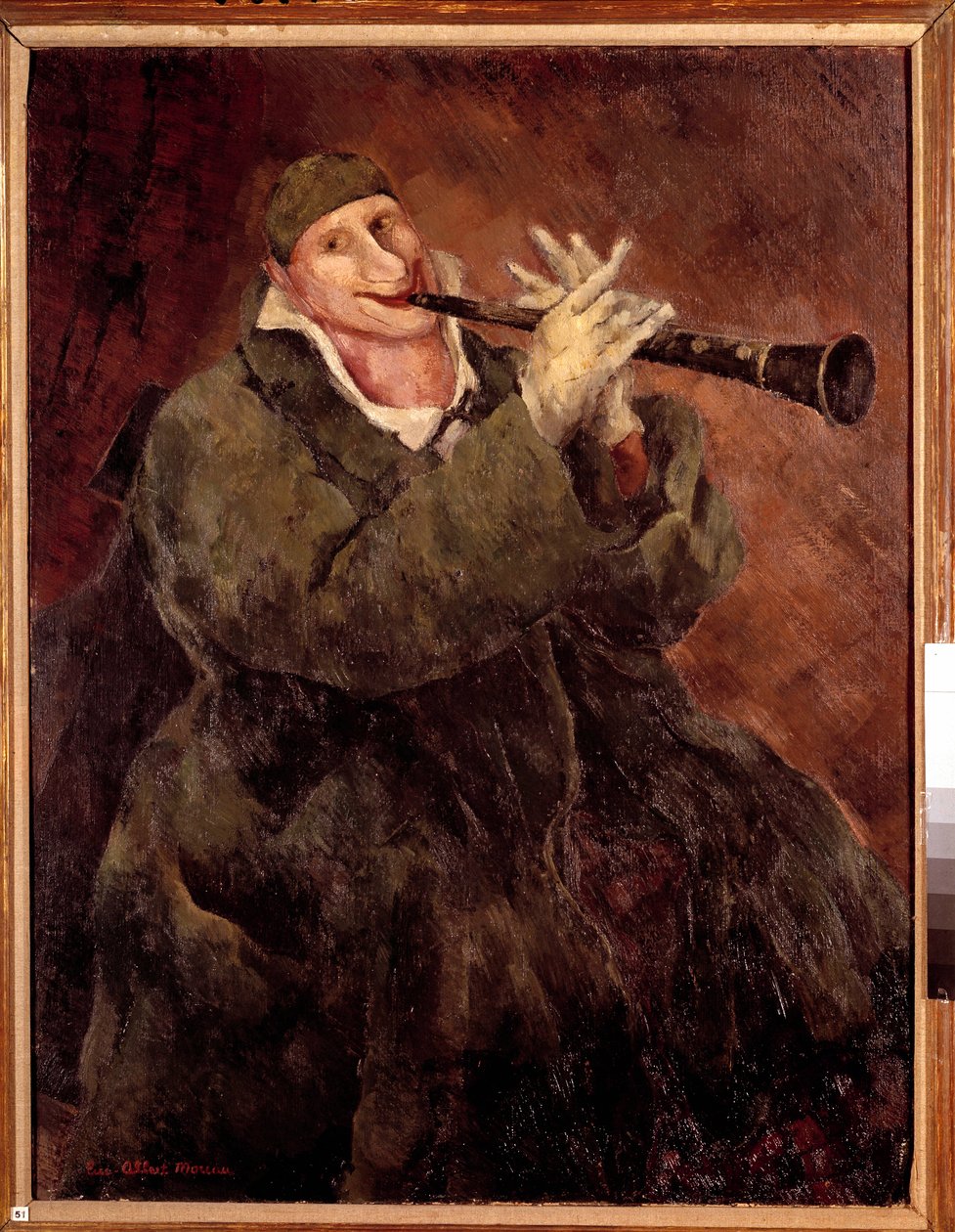 Grock spiller trompet Klovnen Gock (1880-1959) spiller klarinett. Maleri av Luc Albert Moreau (1882-1948) 1900-tallet. Paris. Kommunalt museum for moderne kunst av Luc Albert Moreau