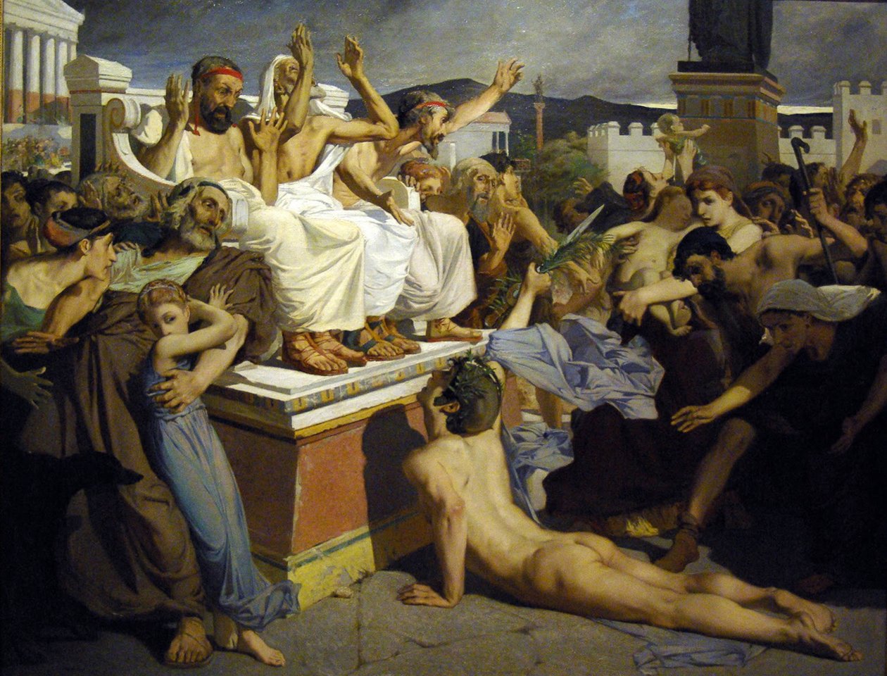 Pheidippides gir ord om seier etter slaget ved Marathon av Luc Olivier Merson