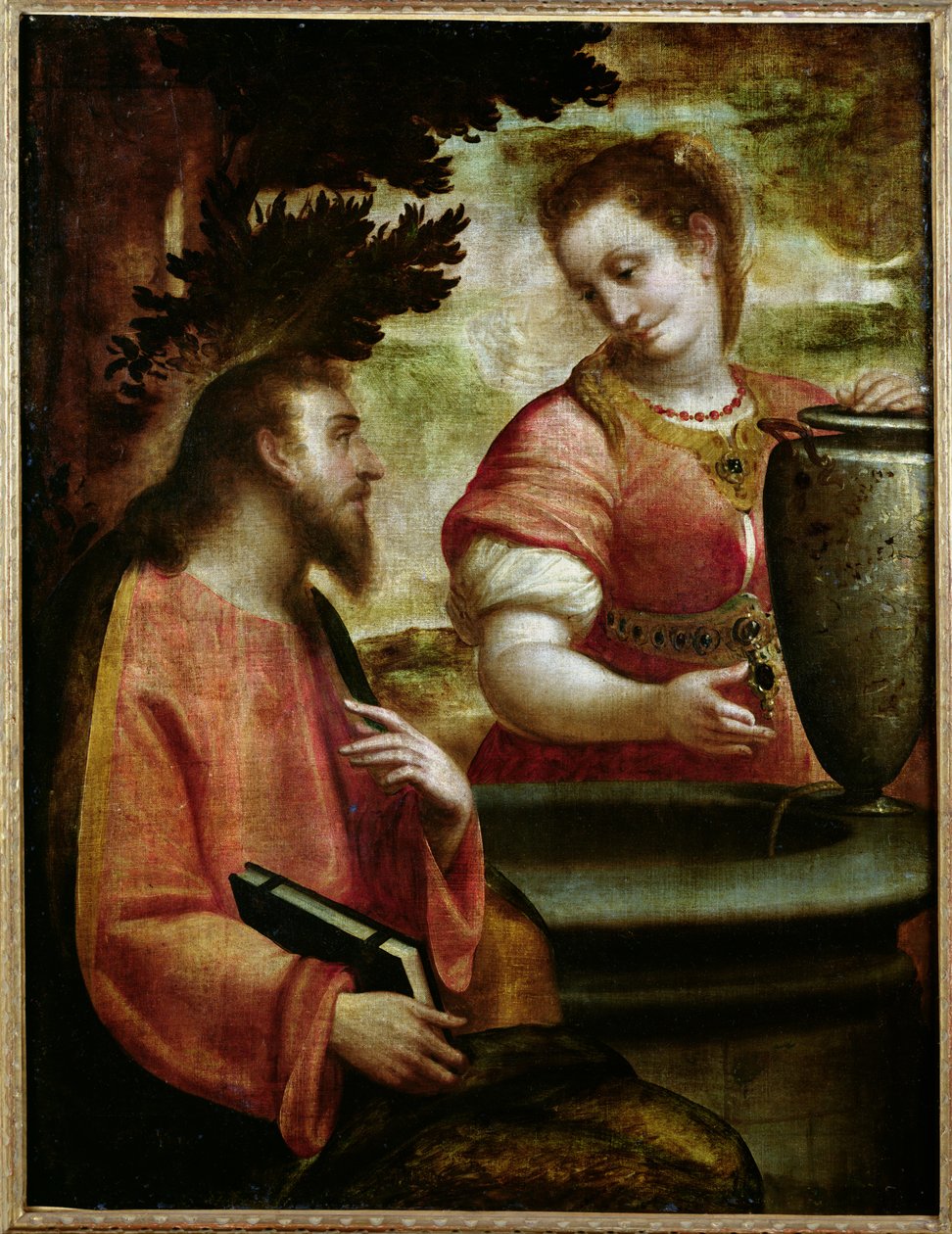 Kristus og kvinnen i Samaria, ca. 1575-80 av Luca Cambiaso