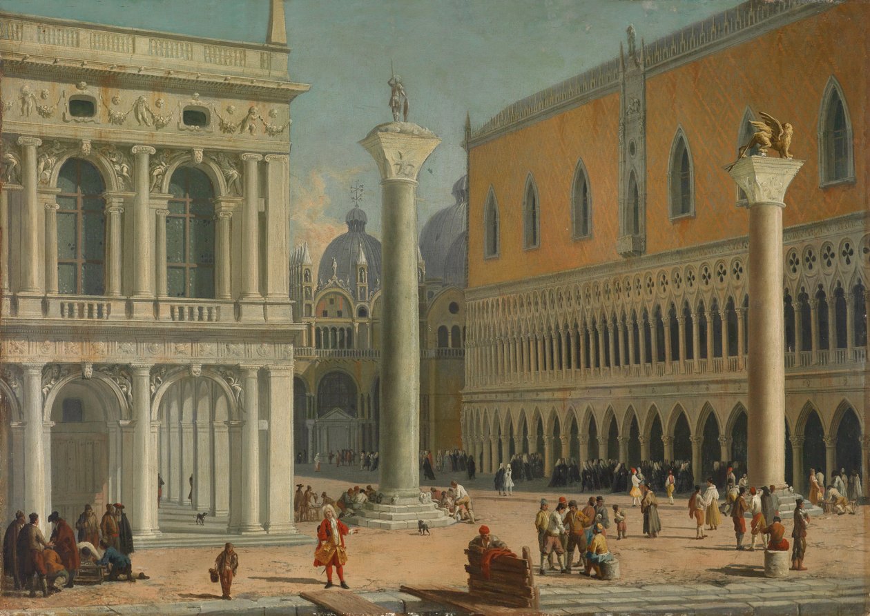 Piazzetta i Venezia med Dogepalasset av Luca Carlevarijs