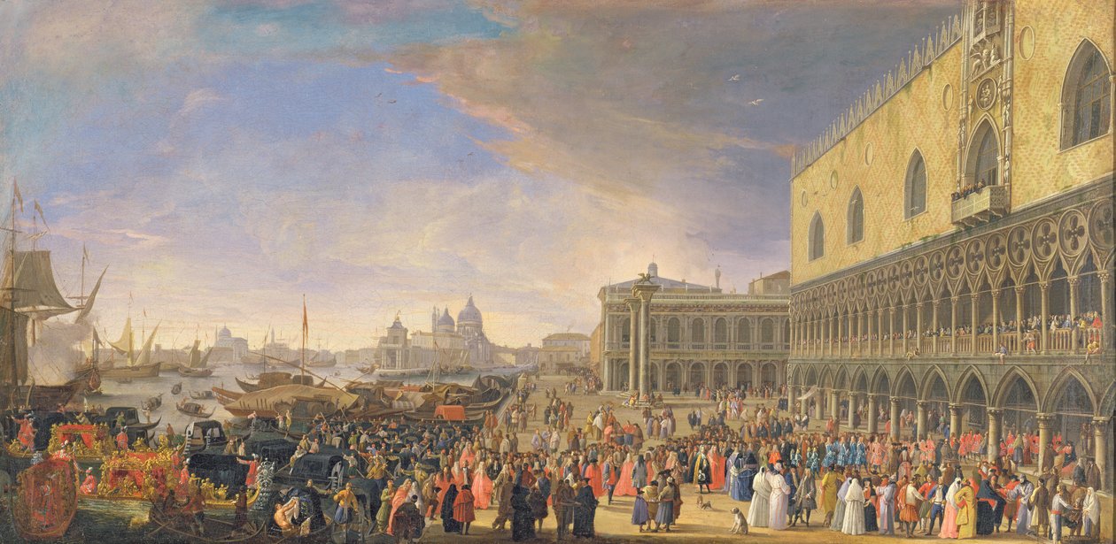 Ankomst av Comte Languet de Gergy til Palazzo Ducale, Venezia, november 1726 av Luca Carlevaris
