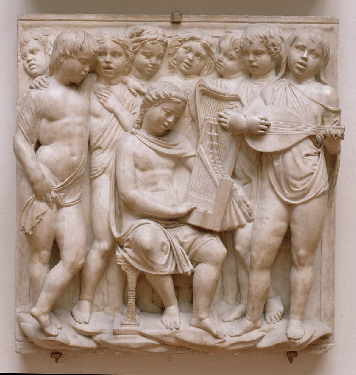 Musikalske engler, relieff fra Cantoria, ca. 1432-38 (marmor) av Luca Della Robbia