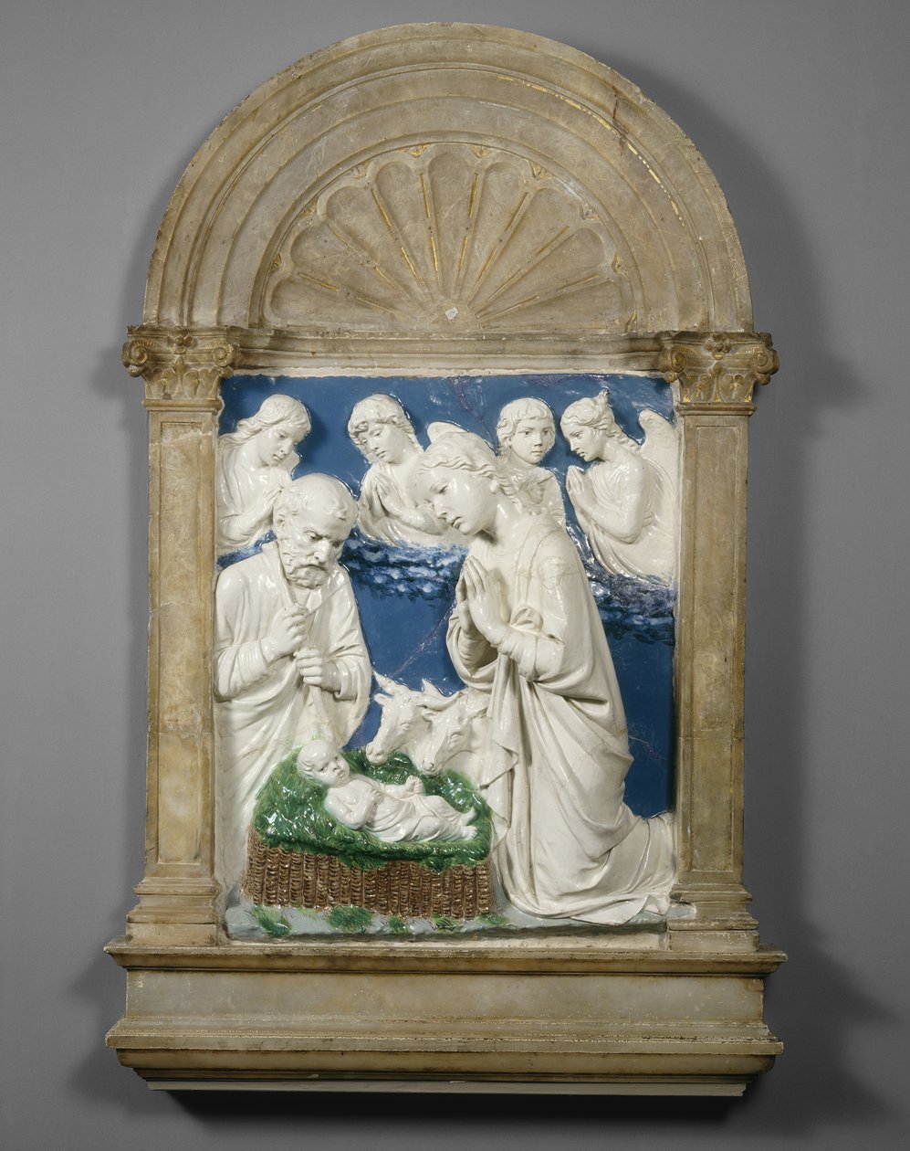 The Nativity, ca. 1460 (glasert terrakotta) av Luca Della Robbia