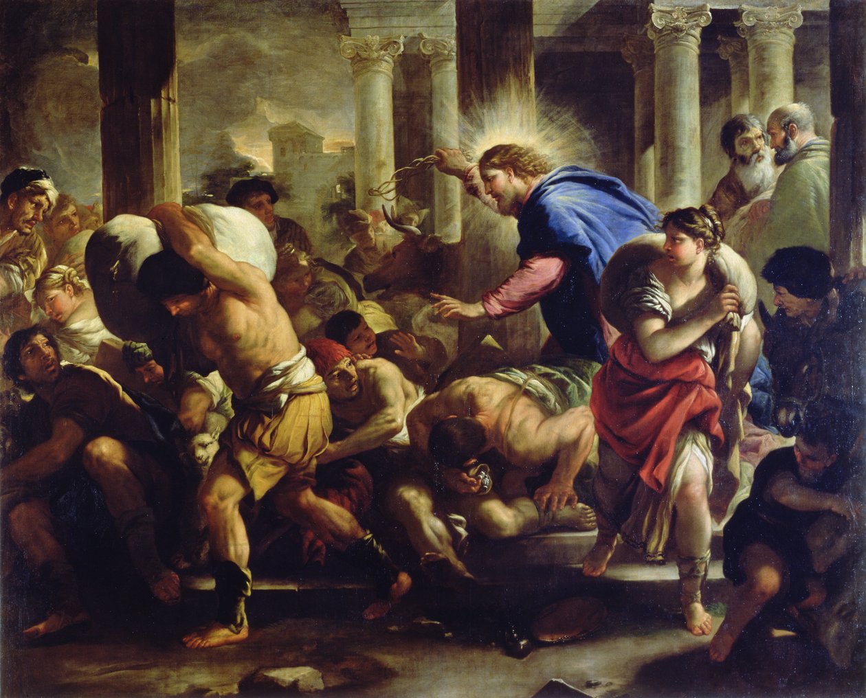 Kristus driver kjøpmennene fra tempelet av Luca Giordano
