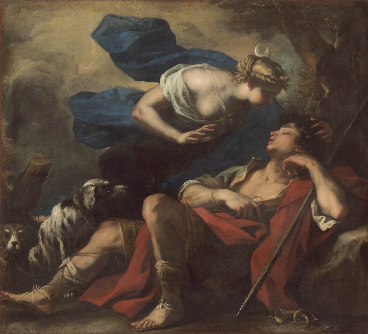 Diana og Endymion, ca. 1675-80 av Luca Giordano
