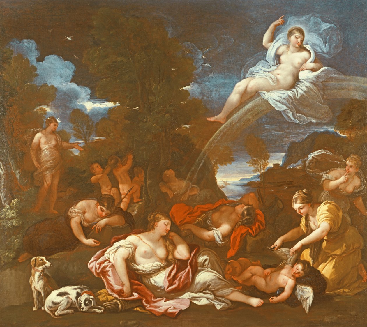 Avvæpningen av Amor (olje) av Luca Giordano