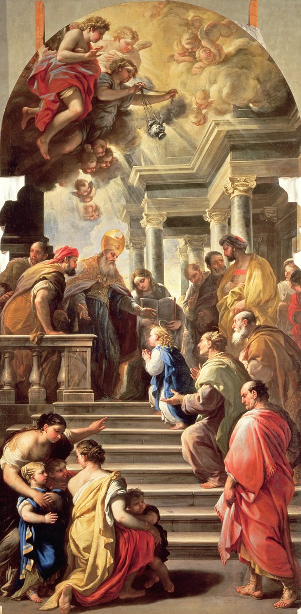 Presentasjonen av jomfruen ved tempelet av Luca Giordano
