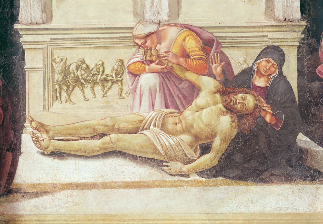 Detalj av nedstigningen fra korset, fra kapellet til Madonna di San Brizio, 1499-1504 av Luca Signorelli