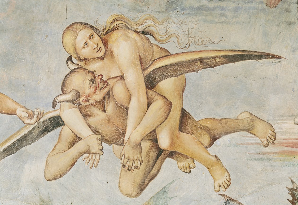 En av de fordømte ridningene på en djevel, fra den siste dommen (detalj) av Luca Signorelli