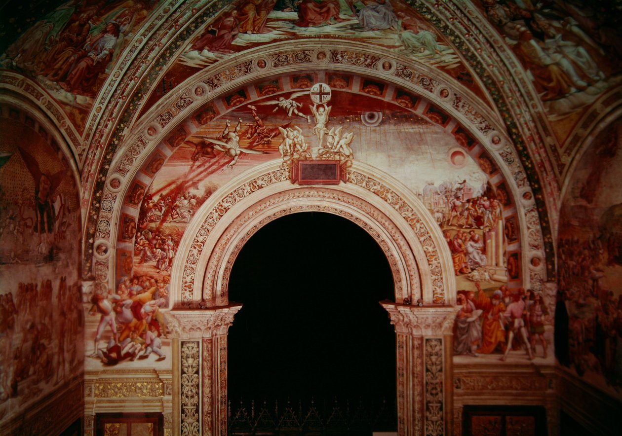Profeter og verdens ende, inngangsveggen til kapellet til Madonna di San Brizio, 1499-1504 av Luca Signorelli