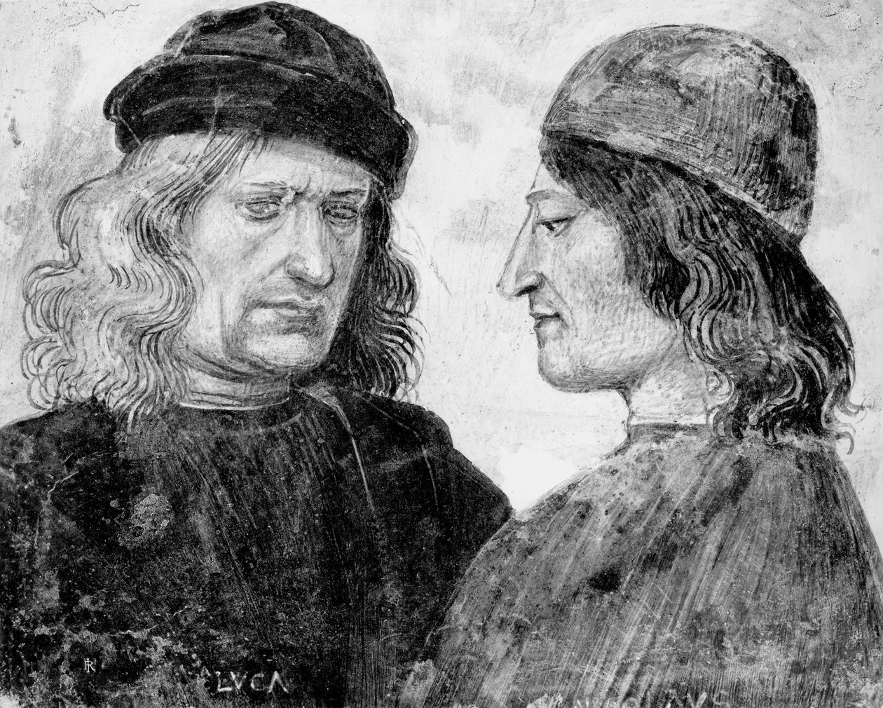Selvportrett med Niccolo Franceschi av Luca Signorelli