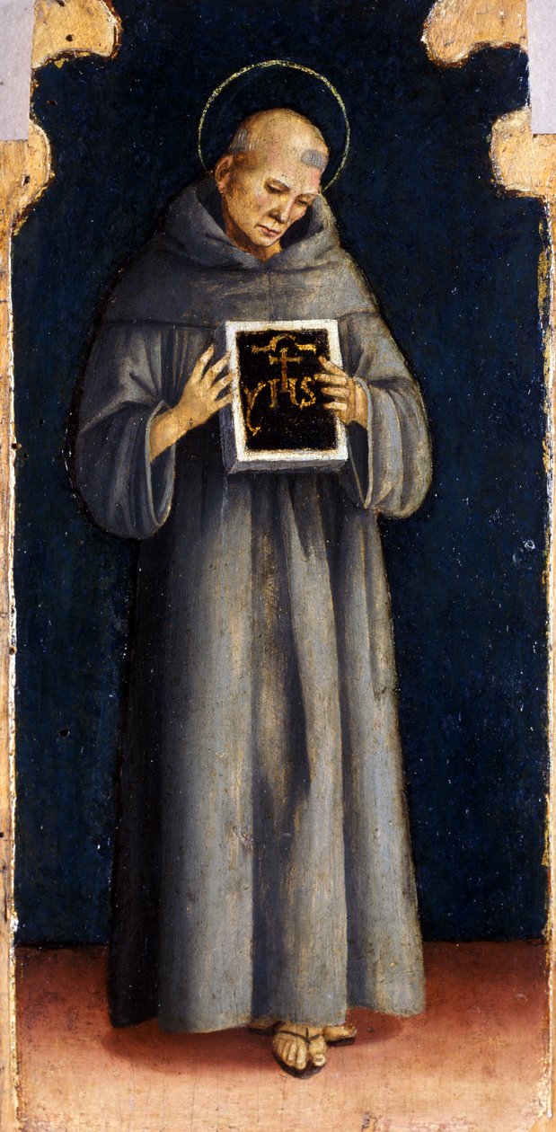 St. Bernard av Siena, ca. 1515-20 (tempera på poppeltre) av Luca Signorelli