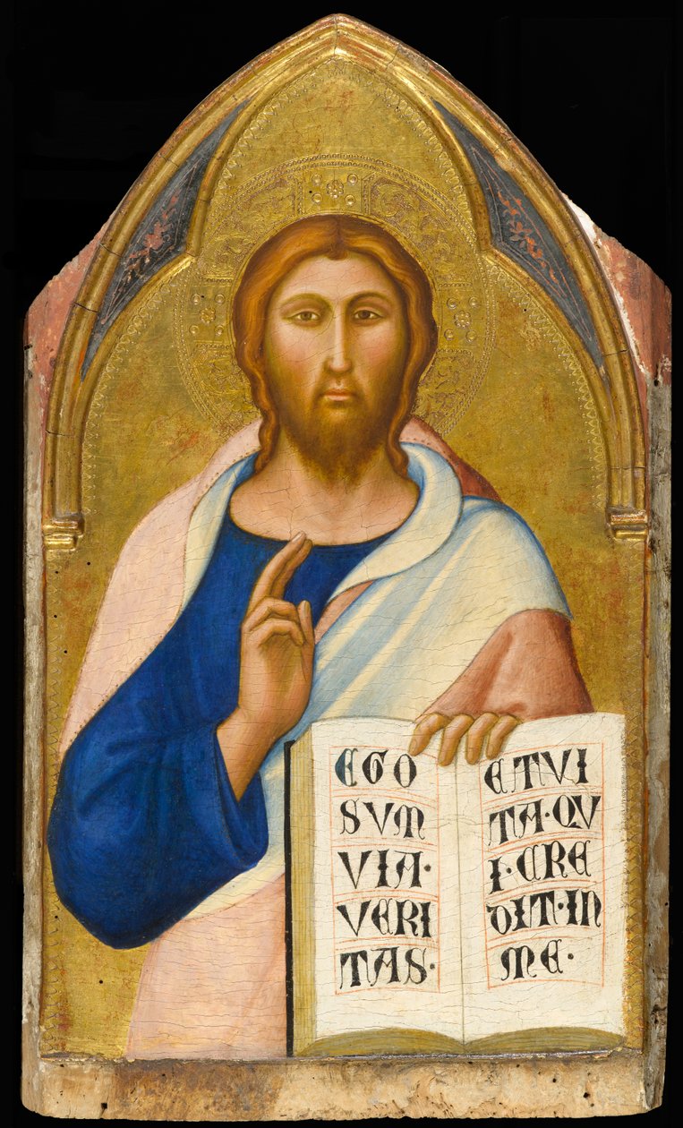 Christ Blessing, ca. 1355-1360 (tempera og bladgull på panel) av Luca di Tommè