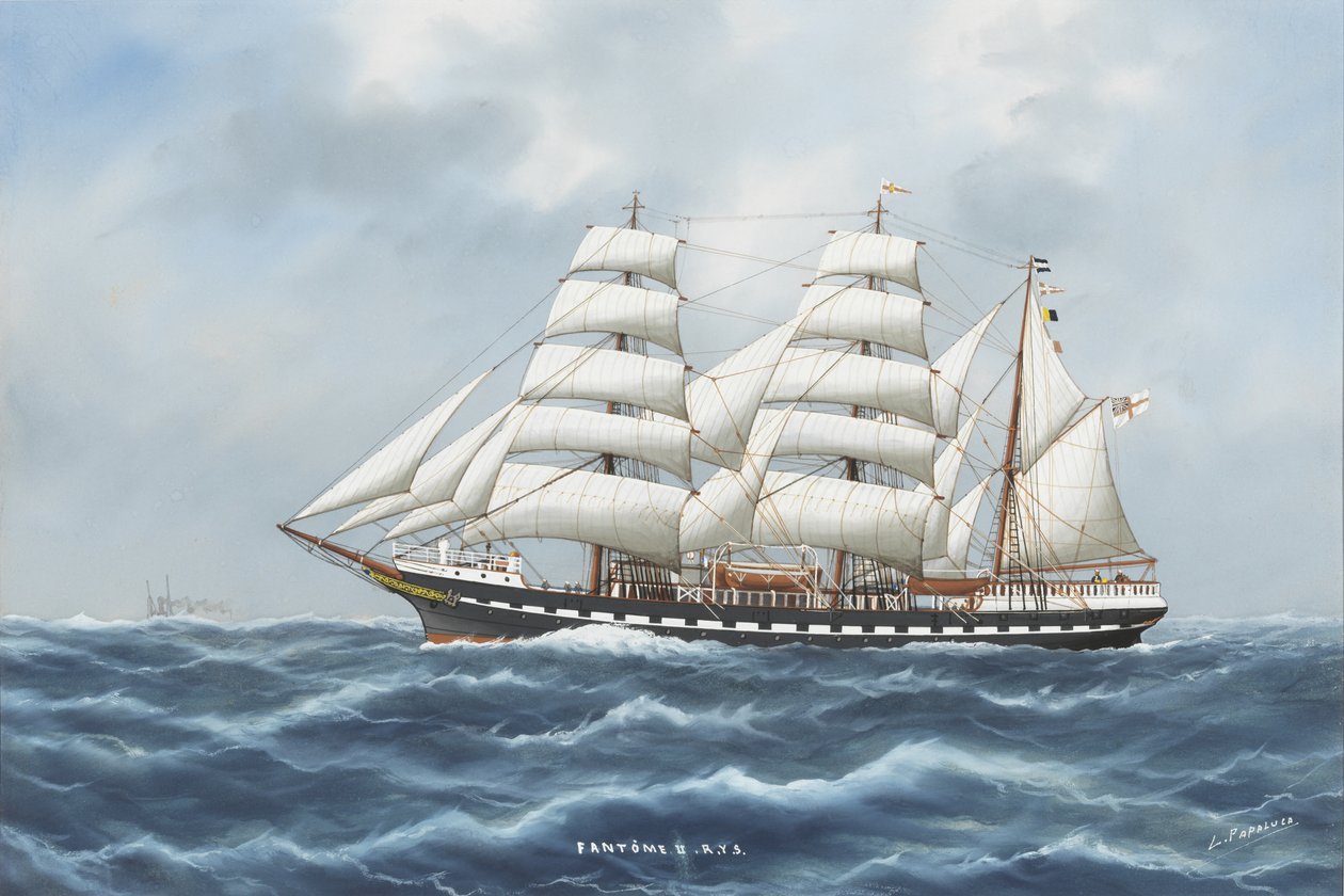 SY Fantome II (akvarell og gouache på papir) av Luca Papaluca
