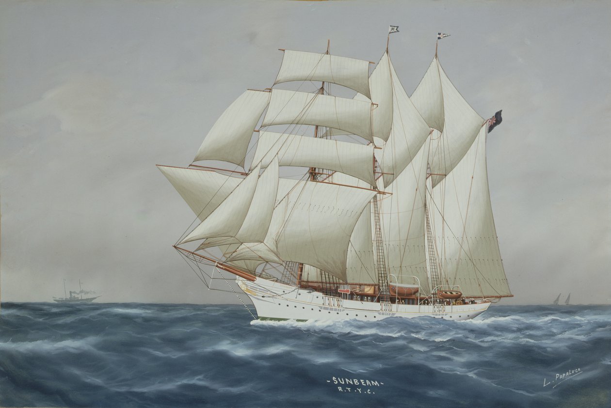 The Sunbeam under Full Sail (gouache på papir) (se 197336) av Luca Papaluca