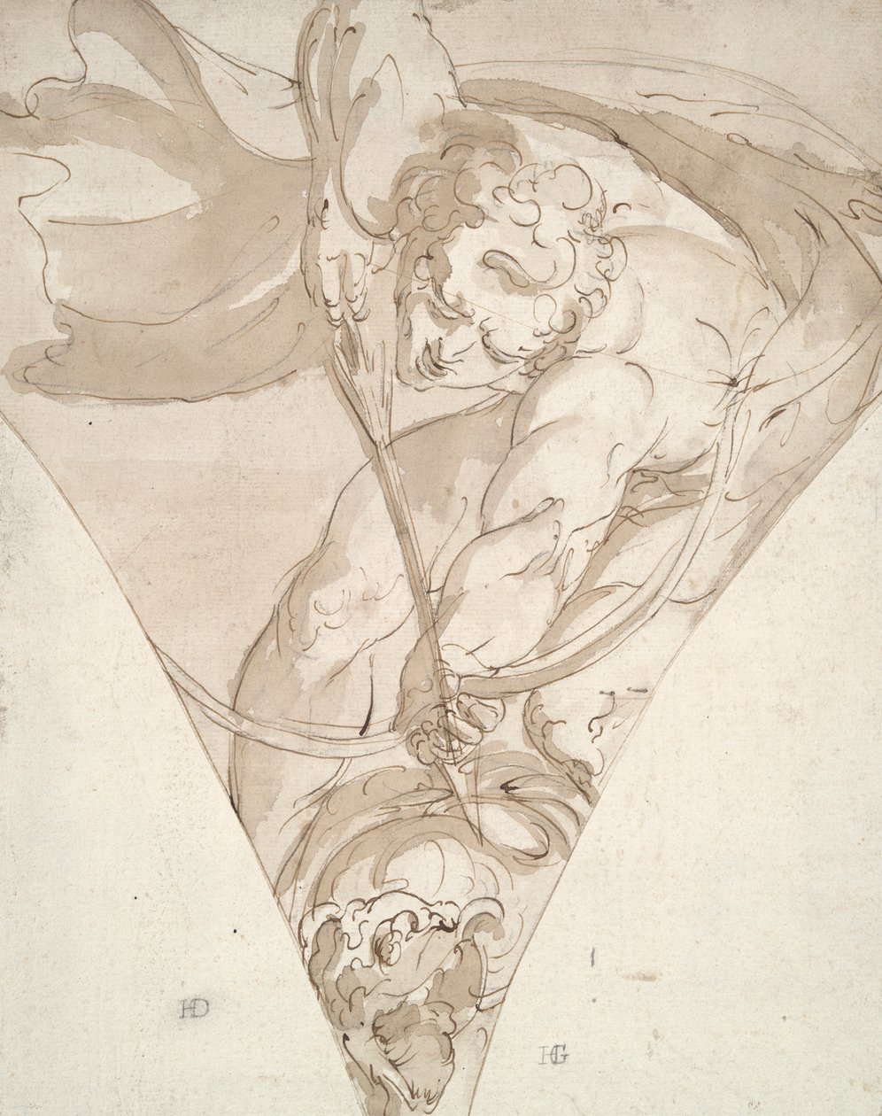 Apollo Killing the Python, studer etter en spandrel i Palazzo Antonio Doria (Palazzo della Prefettura), Genova av Luca Cambiaso
