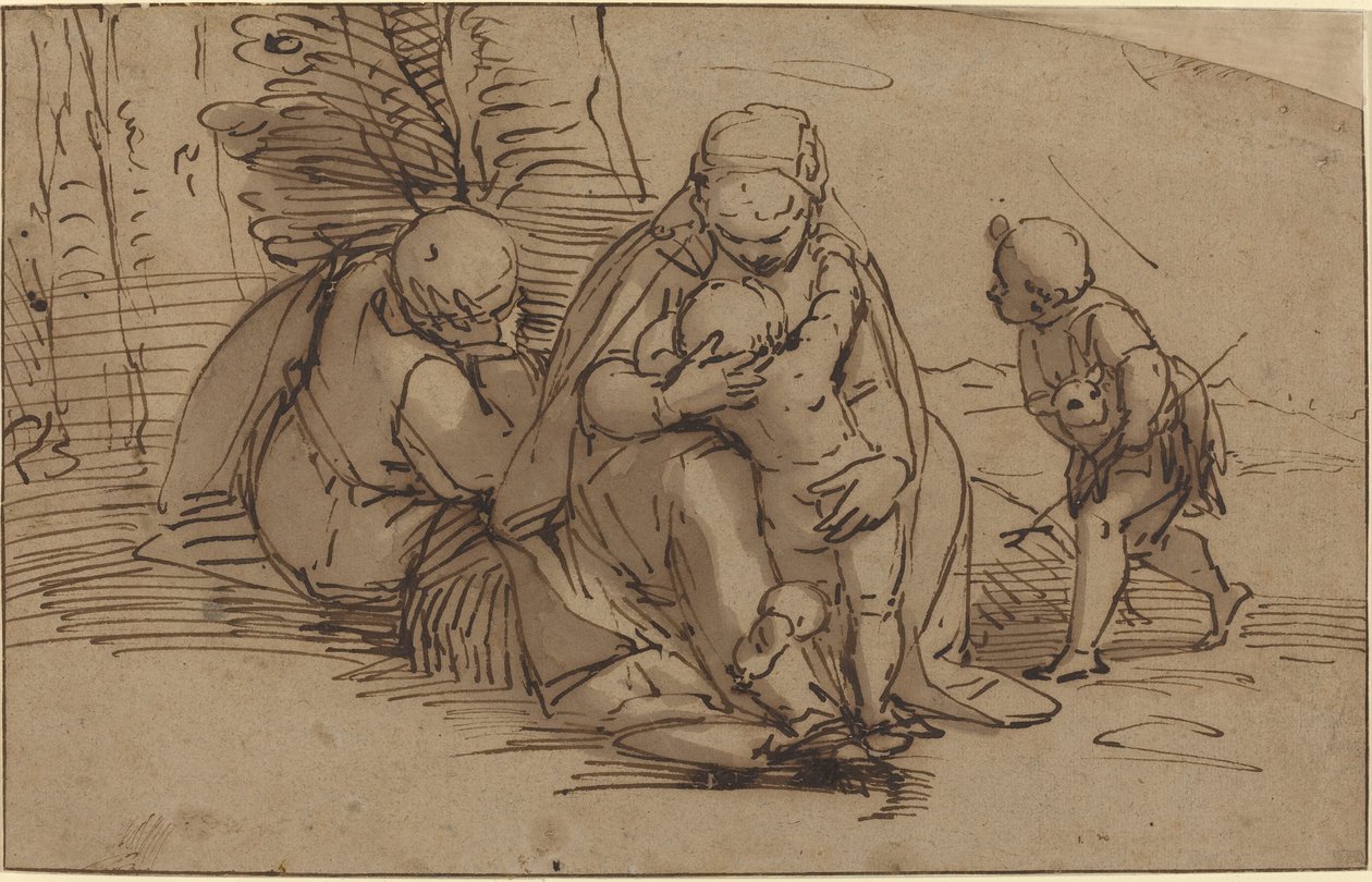 Hellig familie med spedbarn Saint John av Luca Cambiaso