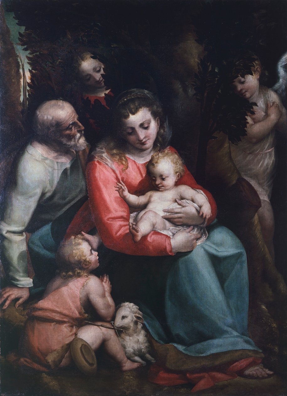 Madonna med barn og hellige, av Luca Cambiaso (1527-1585) av Luca Cambiaso